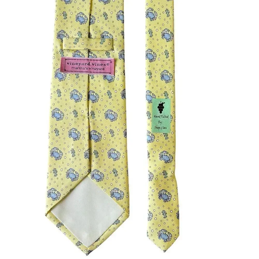 Vineyard Vines Neck Tie Silk Yellow Crab Under The Sea Preppy Mens